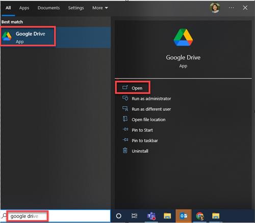 Google Drive app in windows Image